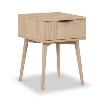 Enzo Oak Grooved 1 Drawer Square Side Table