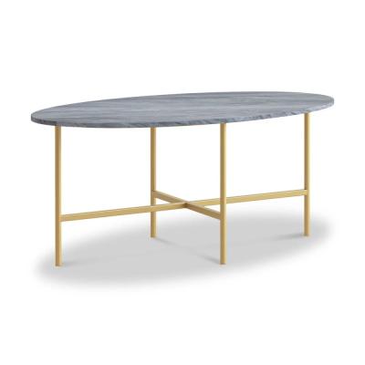 Marmora Grey Marble And Gold Oval Coffee Table