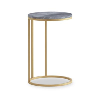 Marmora Grey Marble And Gold Round C Side Table