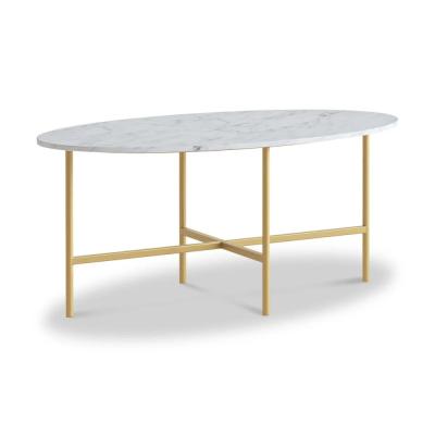 Marmora White Marble And Gold Oval Coffee Table