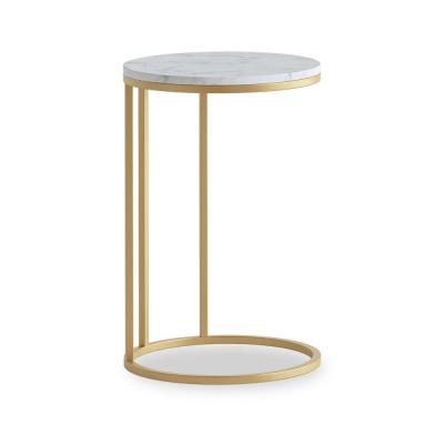 Marmora White Marble And Gold Round C Side Table