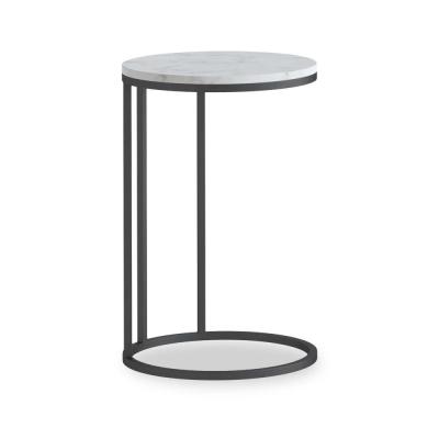 Marmora White Marble And Grey Round C Side Table