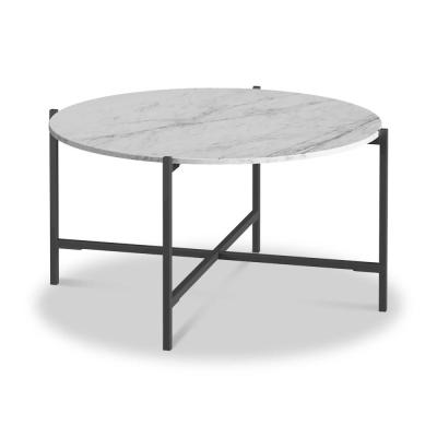 Marmora White Marble And Grey Round Coffee Table