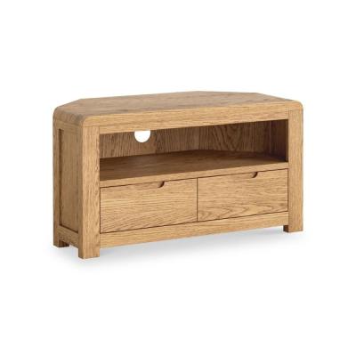 Thurlestone Curved Oak Corner Storage Tv Unit 90cm