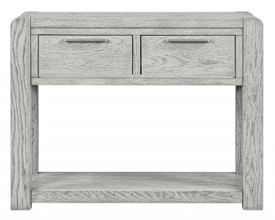 Product photograph of Amsterdam Grey Washed Oak 2 Drawer Console Table from Choice Furniture Superstore