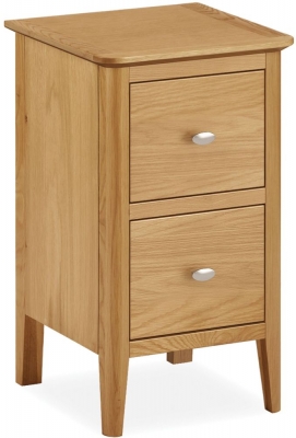 Product photograph of Shaker Oak Narrow Bedside Cabinet - 35cm With 2 Drawers from Choice Furniture Superstore