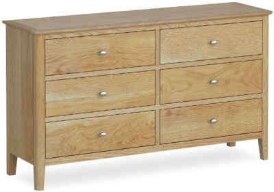 Product photograph of Shaker Oak 6 Drawers Wide Chest from Choice Furniture Superstore