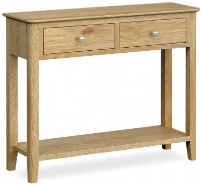 Product photograph of Shaker Oak Console Table 2 Drawers For Narrow Hallway from Choice Furniture Superstore