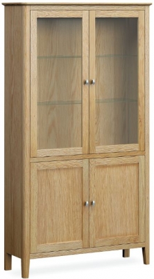 Shaker Oak Display Cabinet with 2 Doors and Glass Shelves