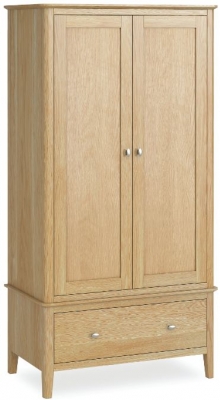 Product photograph of Bath Oak Gents Double Wardrobe With 2 Doors And 1 Bottom Storage Drawer from Choice Furniture Superstore