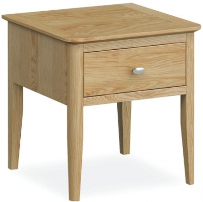 Product photograph of Bath Oak 1 Drawer Lamp Table from Choice Furniture Superstore