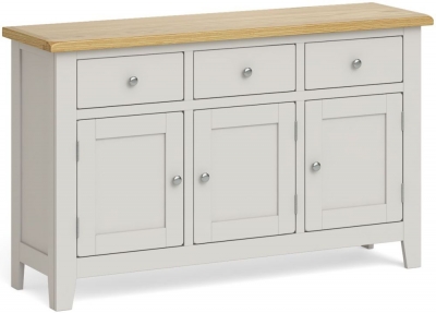 Product photograph of Cross Country Grey And Oak Large Sideboard With 3 Doors And 3 Drawers from Choice Furniture Superstore