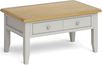 Cross Country Grey and Oak Coffee Table, Storage with 2 Drawers