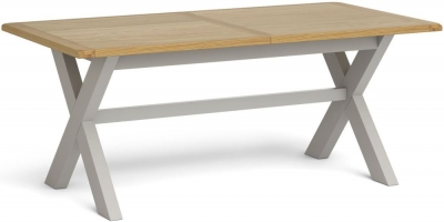 Cross Country Grey and Oak Cross Leg Dining Table, 190cm-250cm Seats 8 to 10 Diners Rectangular Extending Top