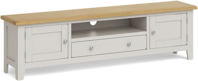 Product photograph of Cross Country Grey And Oak Extra Large Tv Unit 180cm With Storage For Television Upto 65in Plasma from Choice Furniture Superstore