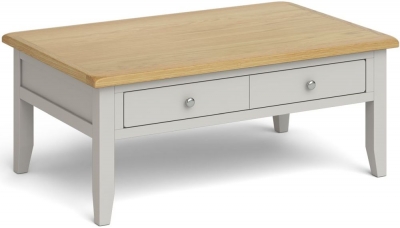 Cross Country Grey and Oak Large Coffee Table, Storage with 2 Drawers