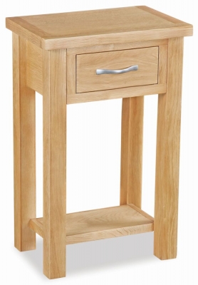 Product photograph of New Trinity Natural Oak 1 Drawer Telephone Table from Choice Furniture Superstore