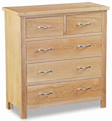 Product photograph of New Trinity Natural Oak Chest Of Drawers 3 2 Drawers from Choice Furniture Superstore