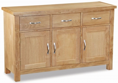 Product photograph of Cameron Natural Oak 130cm Medium 3 Door Sideboard from Choice Furniture Superstore