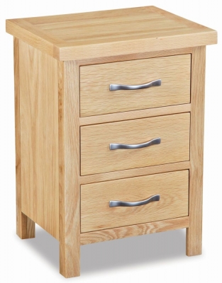 Product photograph of New Trinity Natural Oak 3 Drawer Bedside Cabinet from Choice Furniture Superstore