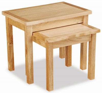 Product photograph of Cameron Natural Oak Nest Of 2 Tables from Choice Furniture Superstore