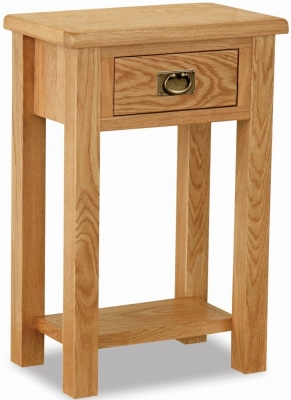 Addison Lite Natural Oak Telephone Table with 1 Drawer and 1 Shelf