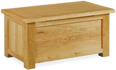 Addison Lite Natural Oak Ottoman Storage Box for Blanket Storage in Bedroom