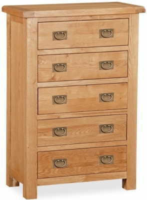 Product photograph of Addison Natural Oak Chest Of Drawers With 5 Drawers from Choice Furniture Superstore