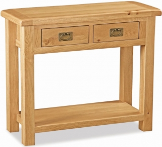 Addison Natural Oak Console Table, 2 Drawers for Narrow Hallway