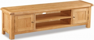 Addison Natural Oak Large Low Line TV Unit, 180cm with Storage for Television Upto 65in Plasma