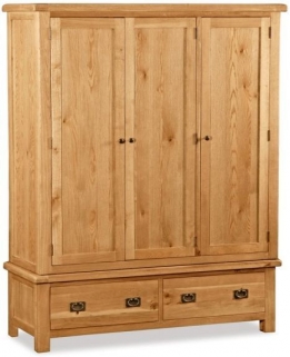 Product photograph of Addison Natural Oak Triple Wardrobe With 3 Doors And 2 Bottom Storage Drawers from Choice Furniture Superstore