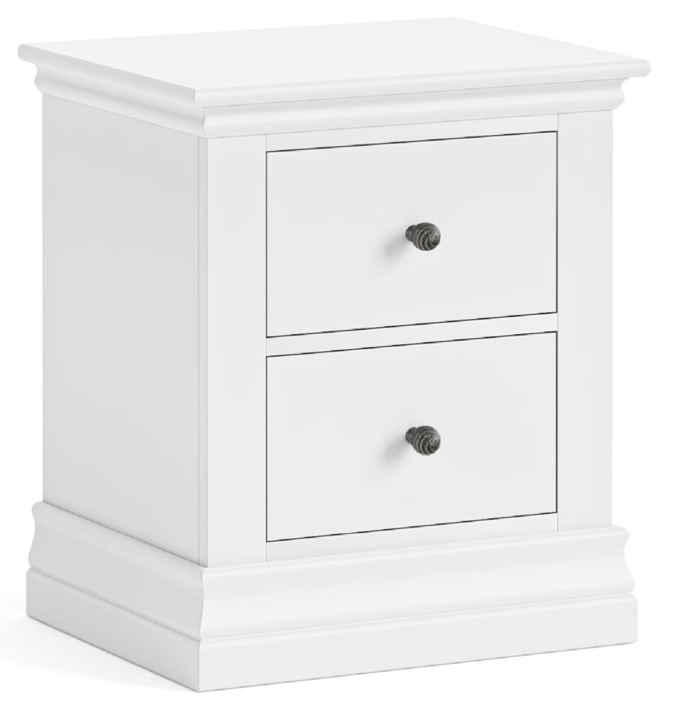Bordeaux White 2 Drawer Bedside Cabinet