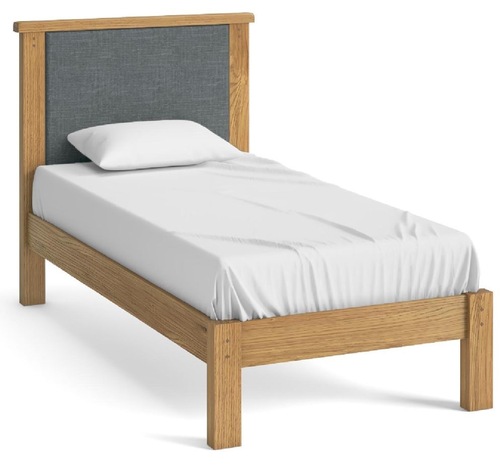 Croydon Oak 3ft Single Bed - Upholstered Headboard