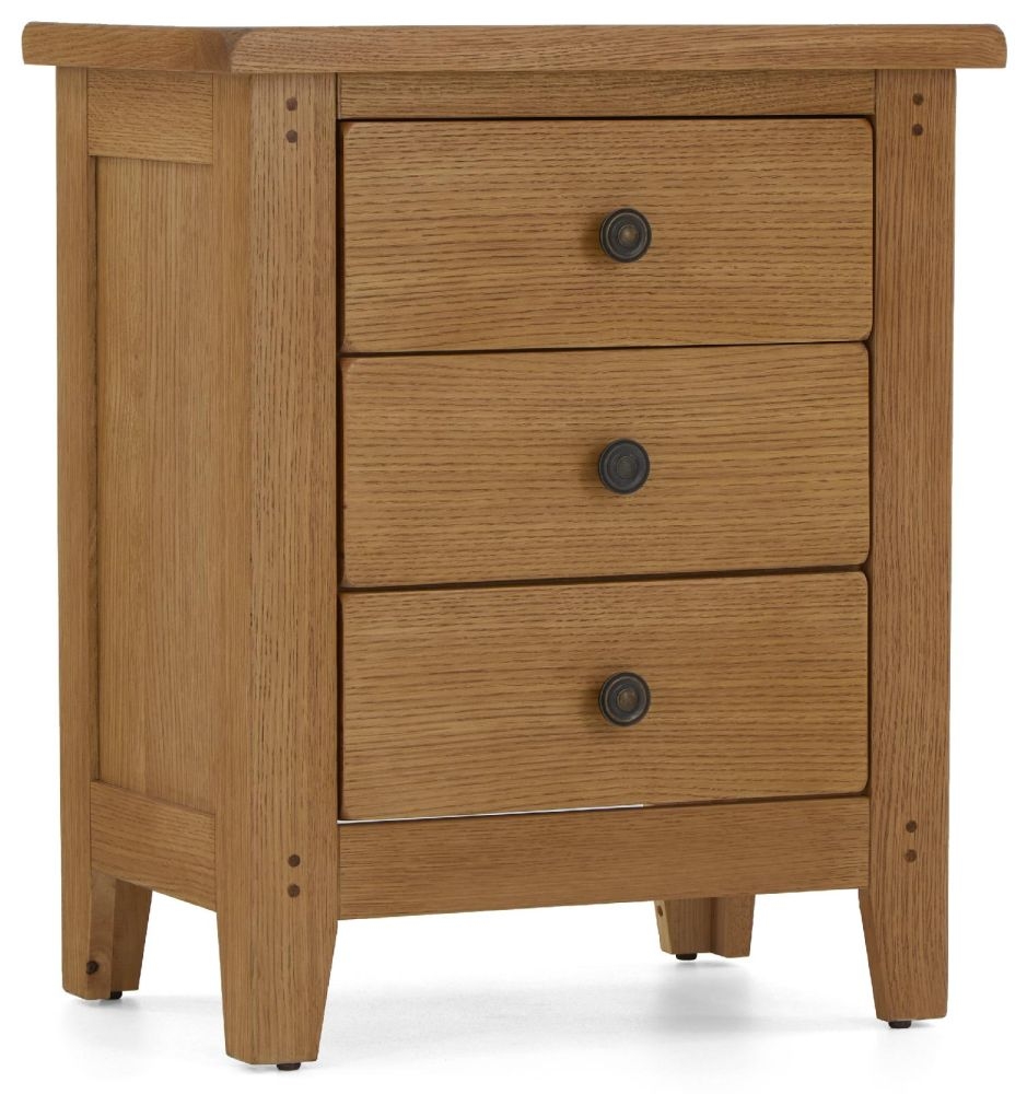 Croydon Oak 3 Drawer Bedside Cabinet