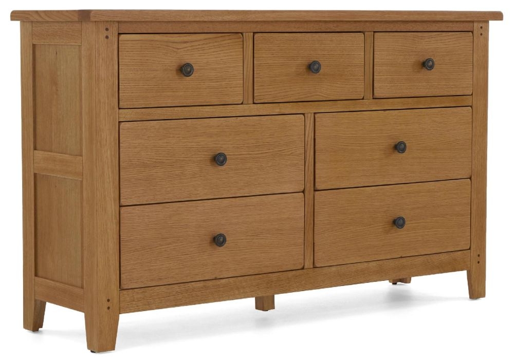 Croydon Oak 3+4 Drawer Wide Chest