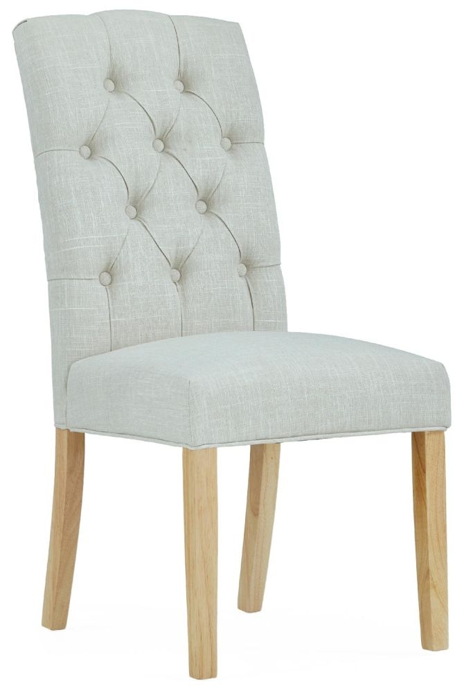 Set of 2 Croydon Grey Fabric Curved Button Back Dining Chair