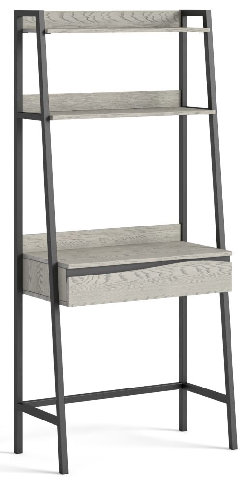 Dalston Grey Oak Desk with Bookcase