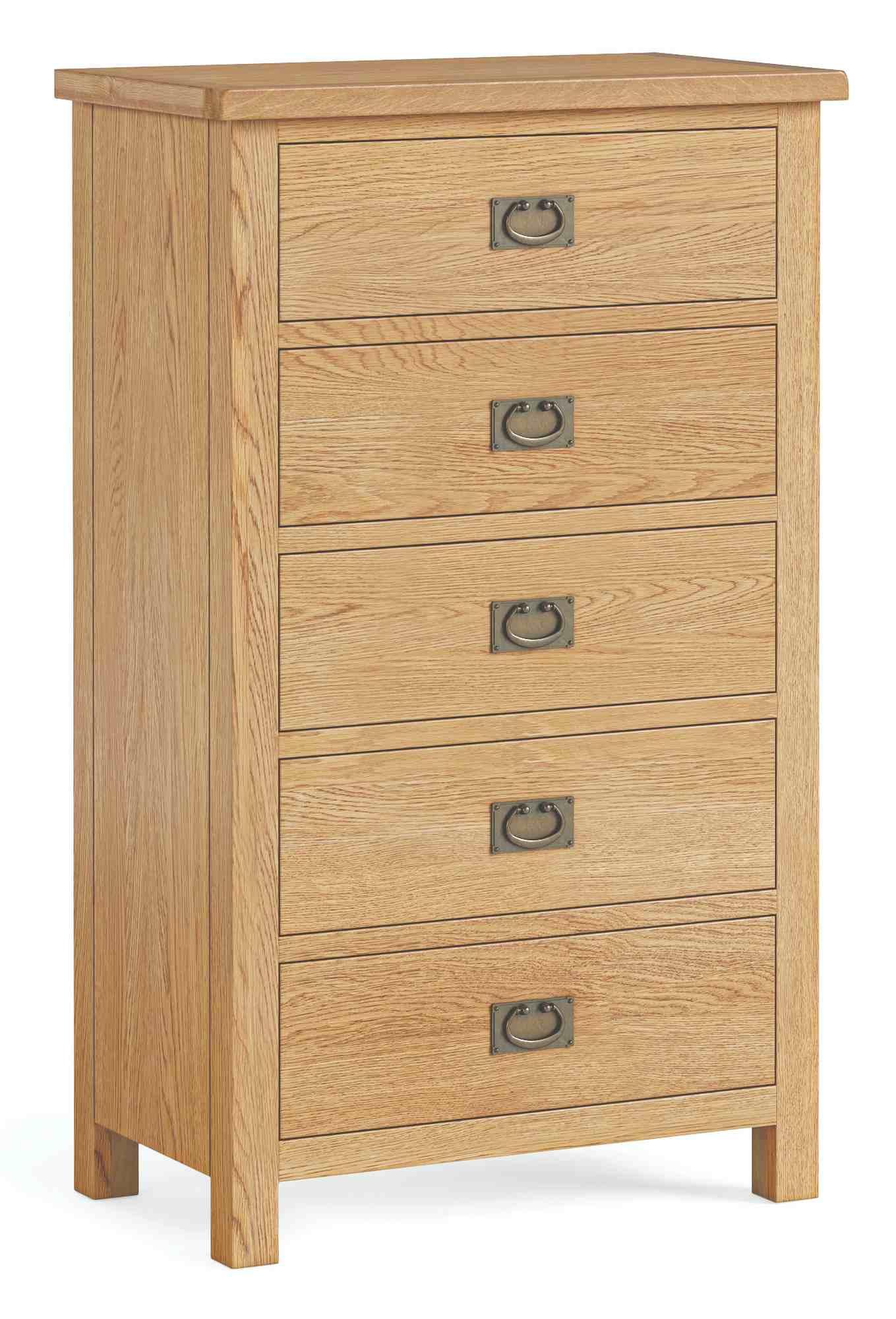 Salibury Lite Oak 5 Drawer Midi Chest