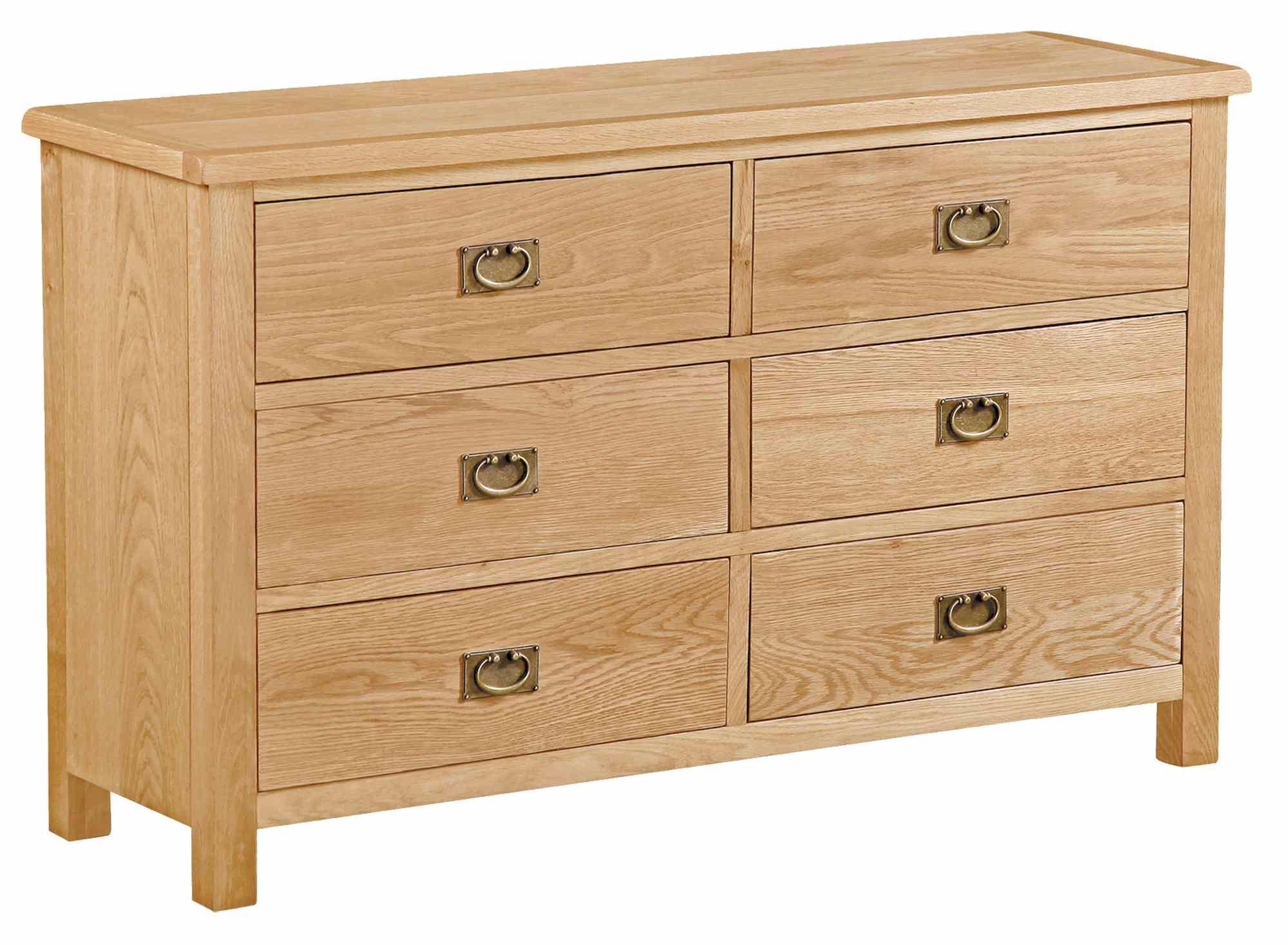 Salibury Lite Oak 6 Drawer Wide Chest