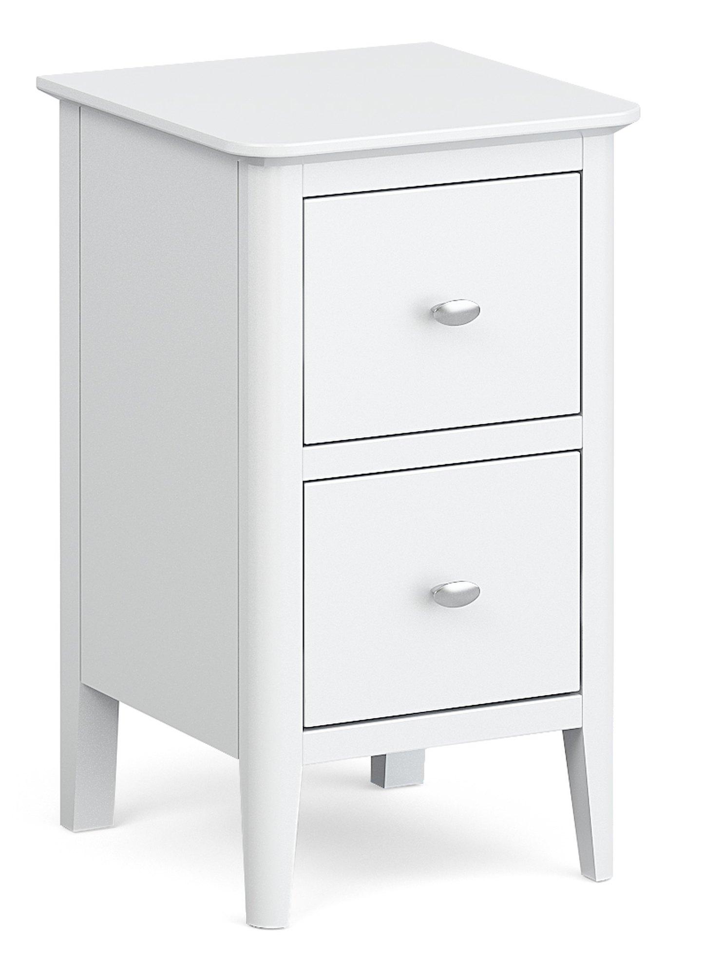 Hampstead White 2 Drawer Narrow Bedside Cabinet