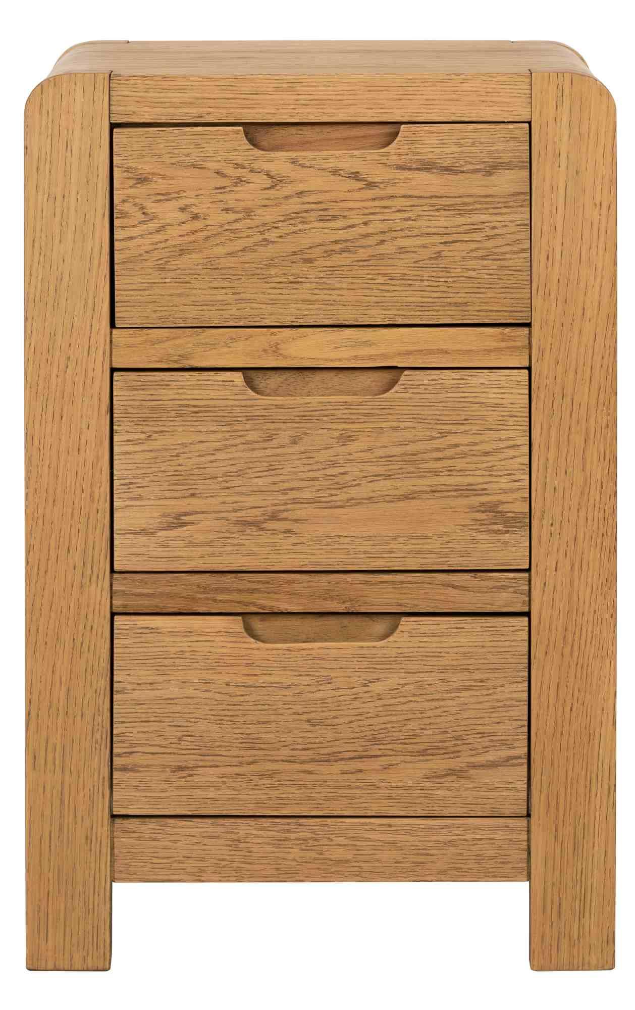 Laney Oak 3 Drawer Bedside Cabinet
