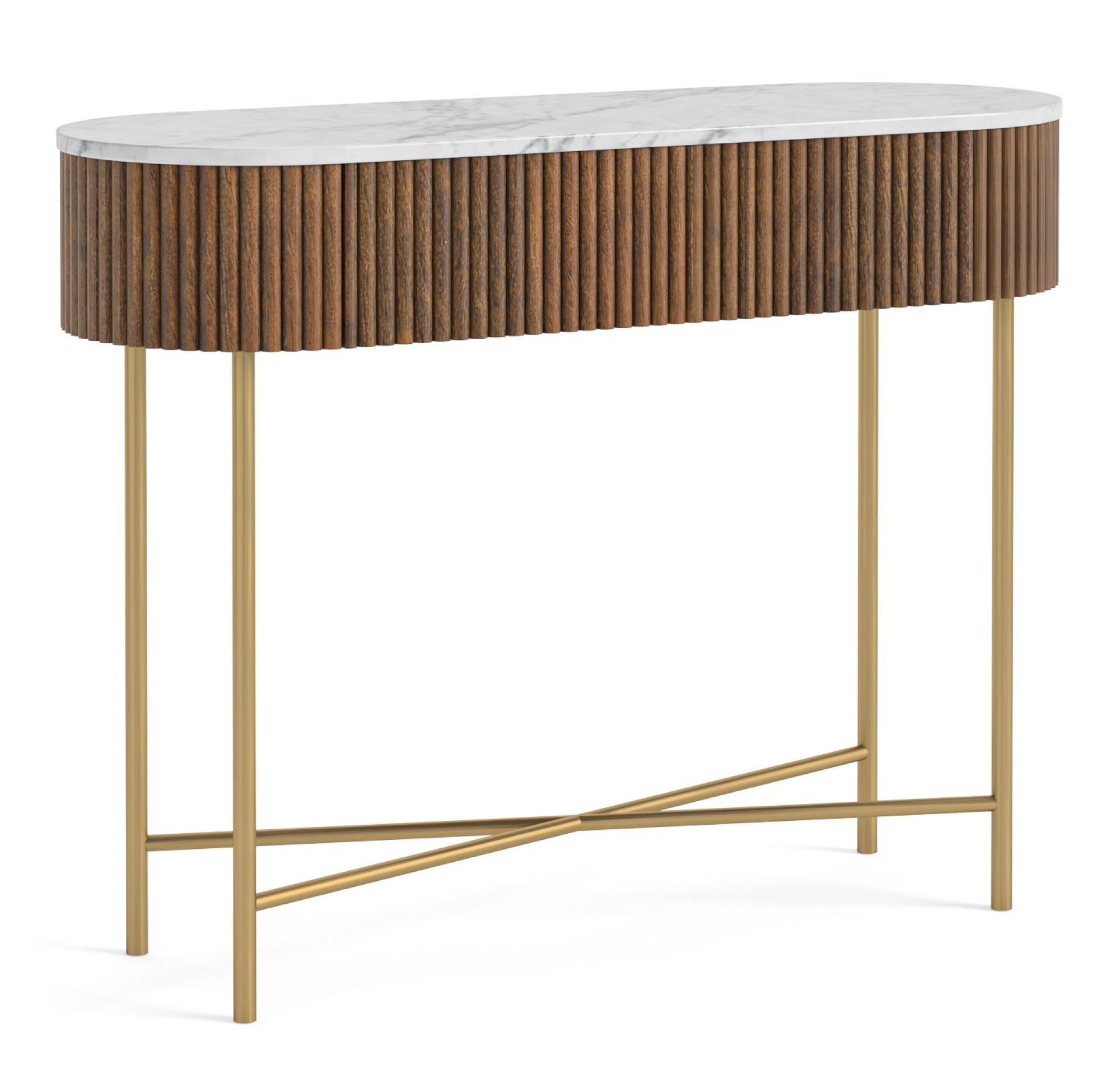 Harvard 100cm Fluted Console Table with White Marble Top