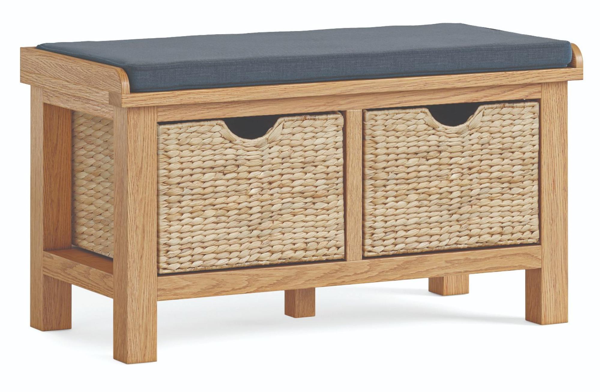 Salibury Premium Oak Hall Bench with Baskets