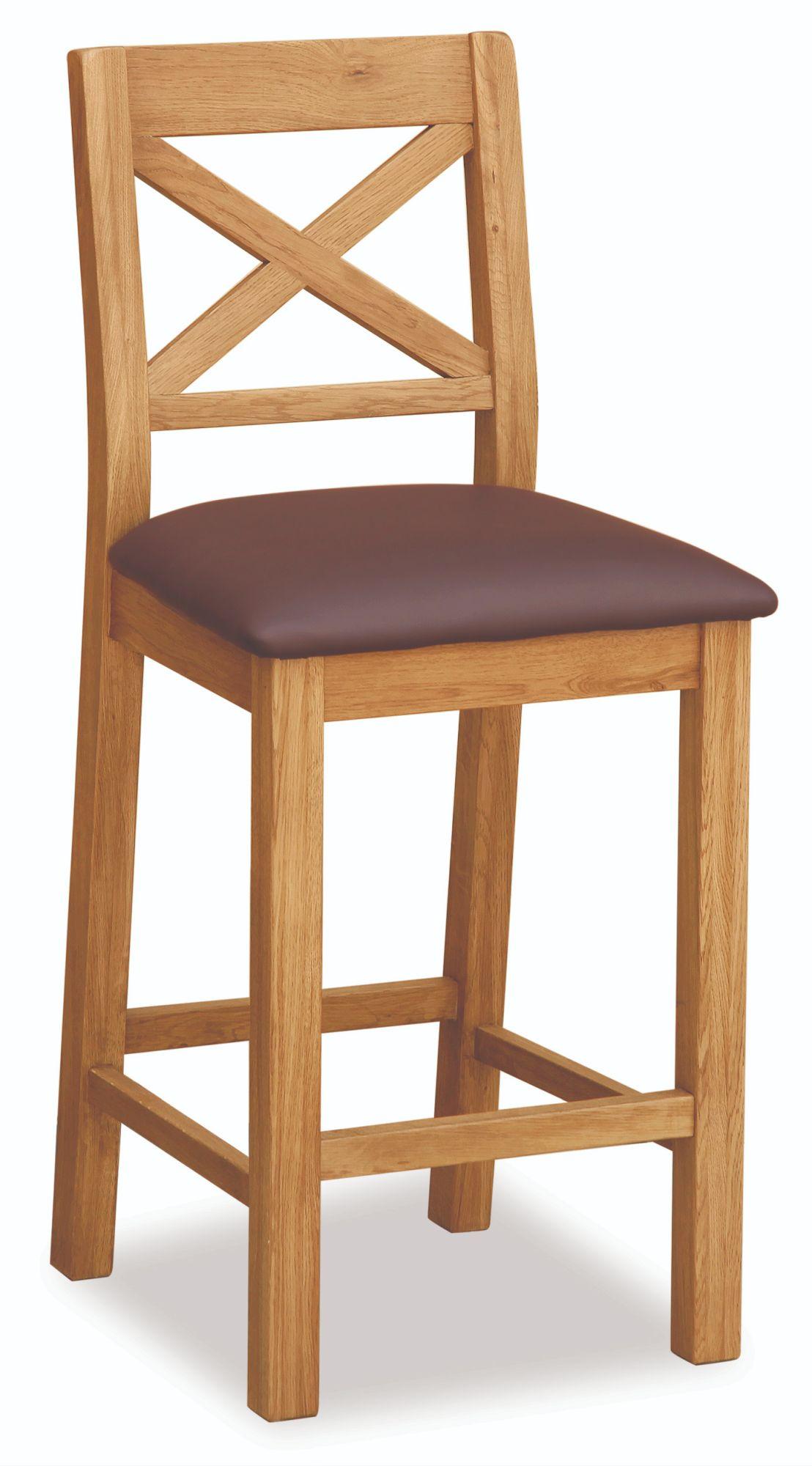 2 x Salibury Premium Oak Cross Back Bar Stool