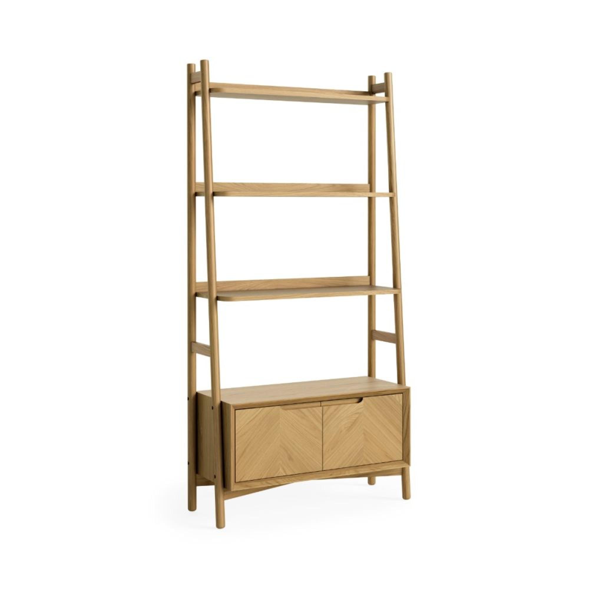 Valencia Oak Herringbone 2 Door Storage Bookcase