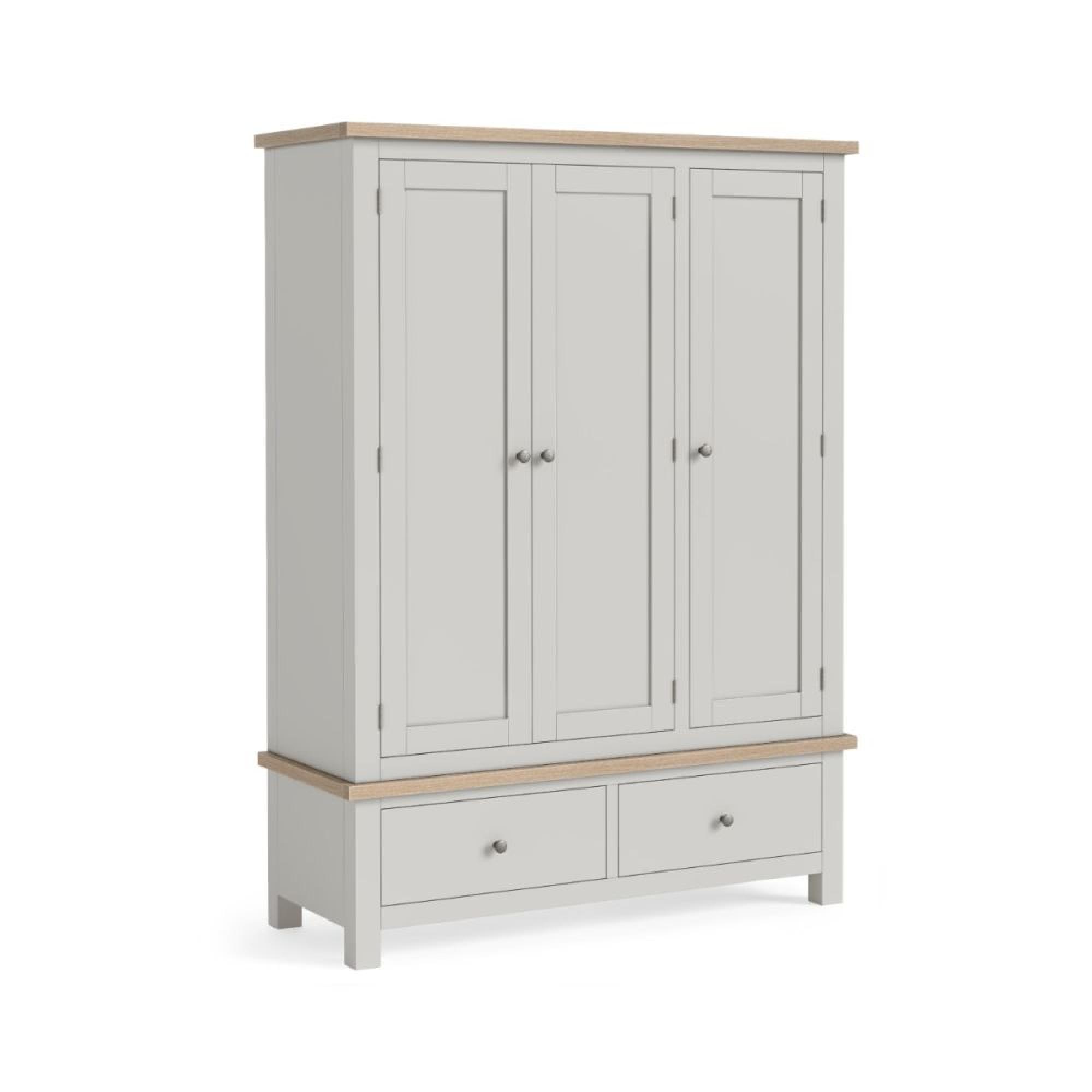 Modern Grey Painted 3 Door Triple Wardrobe