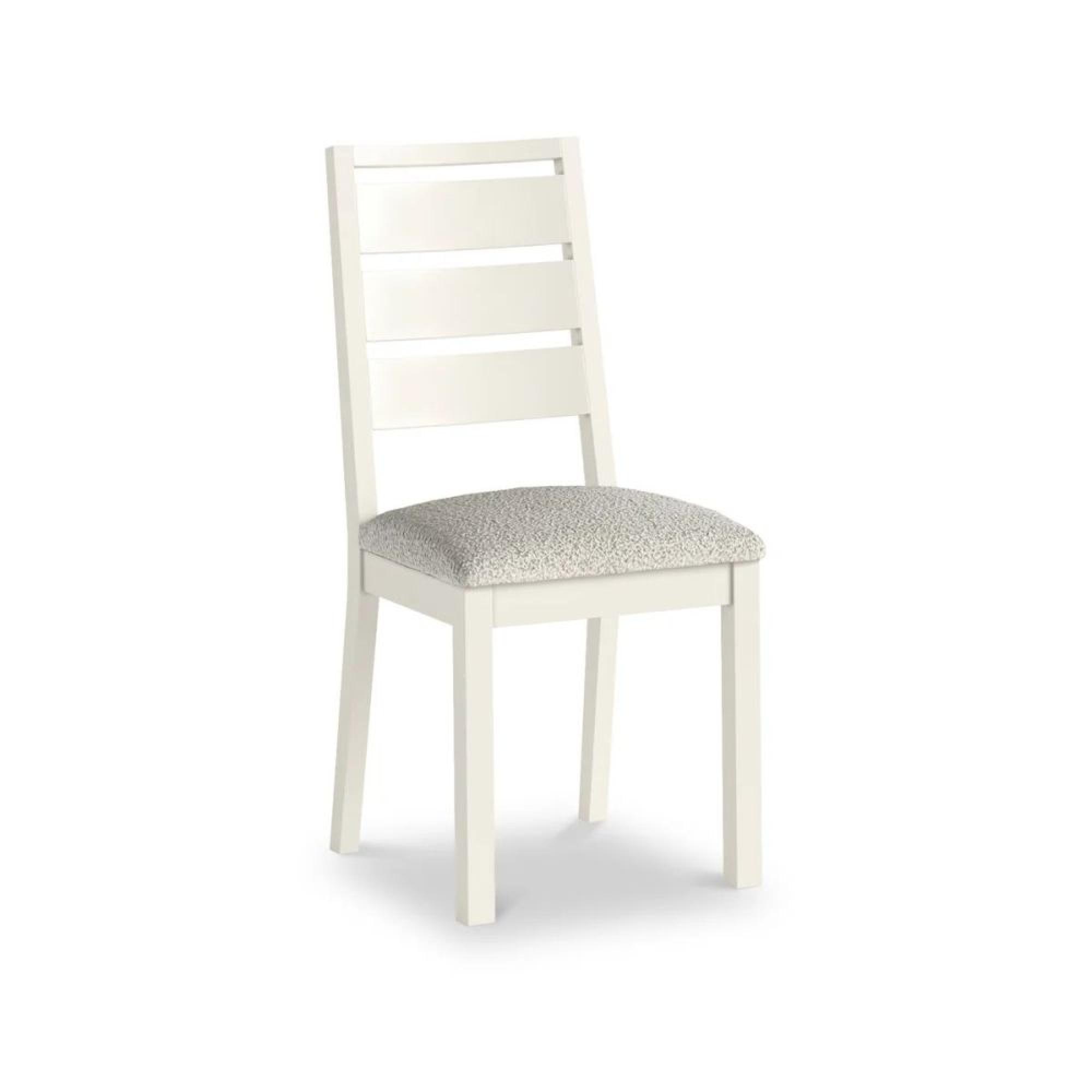 2 x Modern White Painted and Boucle White Fabric Dining Chair