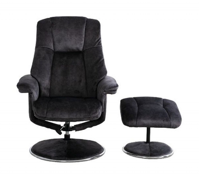 Product photograph of Gfa Denver Swivel Recliner Chair With Footstool - Liquorice Fabric from Choice Furniture Superstore