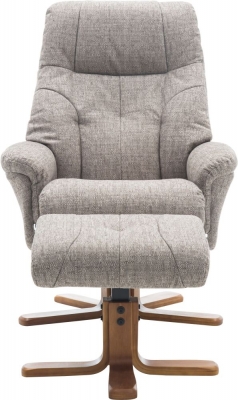 Product photograph of Gfa Dubai Swivel Recliner Chair With Footstool - Lisbon Mocha Fabric from Choice Furniture Superstore