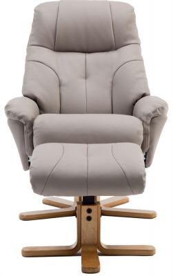 Product photograph of Gfa Dubai Swivel Recliner Chair With Footstool - Pebble Plush Fabric from Choice Furniture Superstore